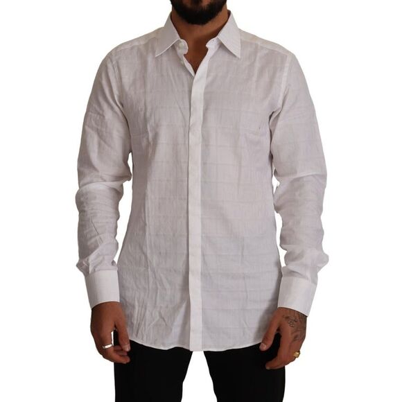 Dolce & Gabbana White GOLD Cotton Slim Fit Dress Formal Men's Shirt